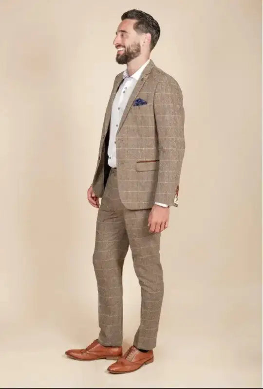 2-delat kostym - brunt herrkostym - Herringbone Brown suit