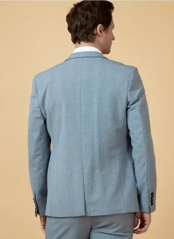 2-delat Ljusblått herrkostym med rutor - Bromley Sky suit