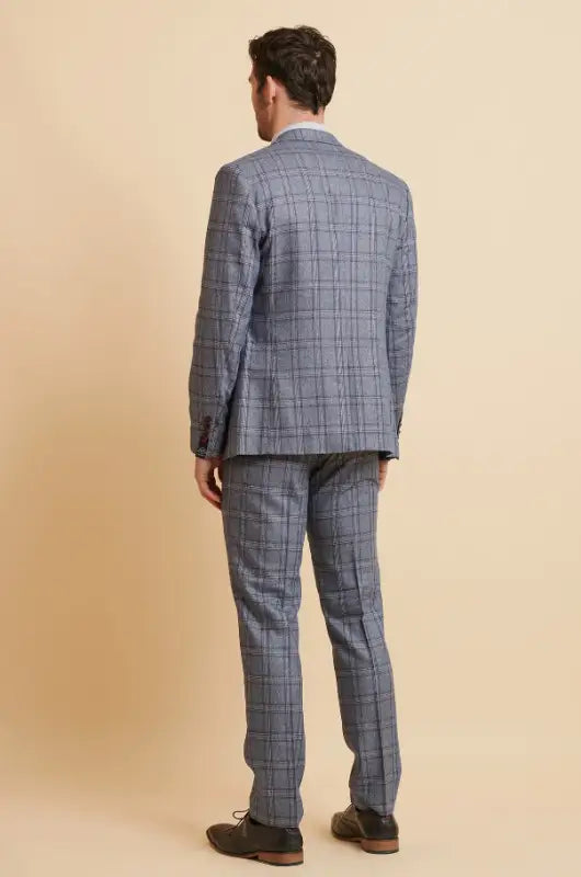 Blått rutigt kostym - Abbott Blue Tweed Check - driedelig