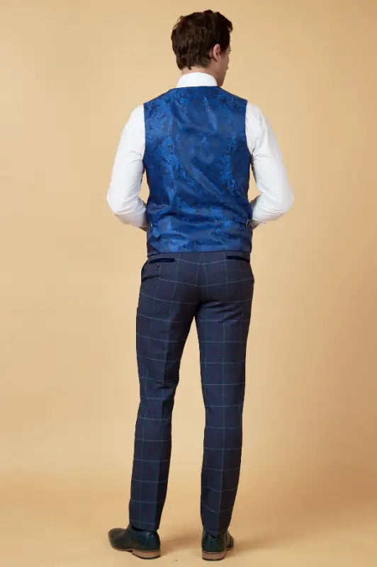 Blått rutigt kostym - Marc Darcy Drake Navy - driedelig pak