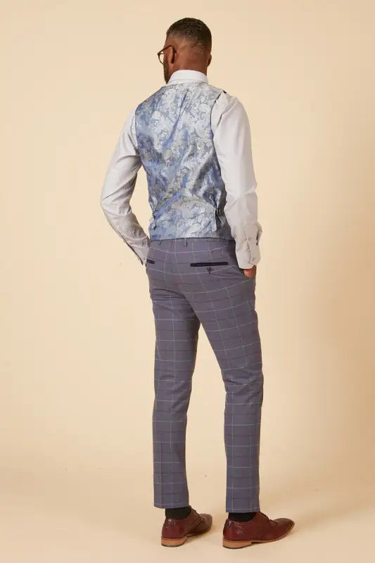 Blått rutigt kostym - Marc Darcy Drake Sky - driedelig pak