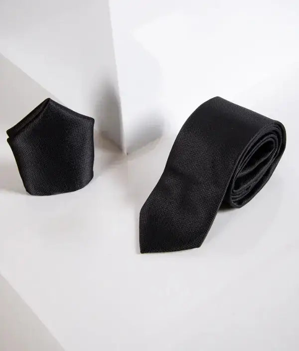 Gentlemens set Iconic Black slips med näsduk | Marc Darcy -
