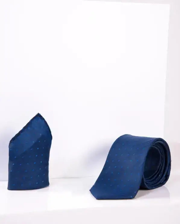 Herrset Blue Dot slips med näsduk | Marc Darcy - Stropdas