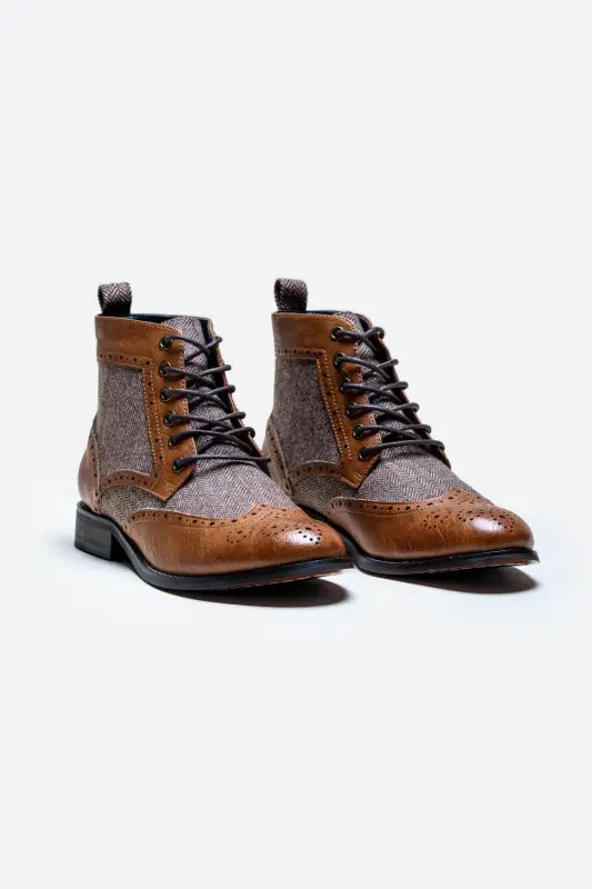 Ljusbruna tweed-snörkängor | Cavani Jones Tan - schoenen