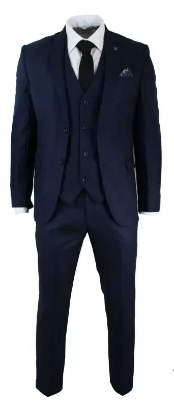 Marinblå kostym/jacka väst och byxor