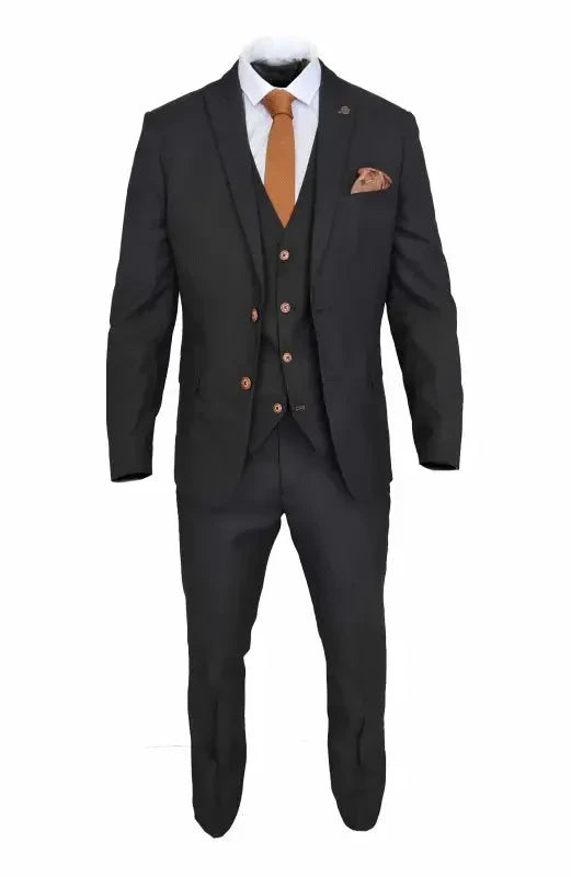 Svart kostym - Max enkelknäppt - Tredelad kostym för män