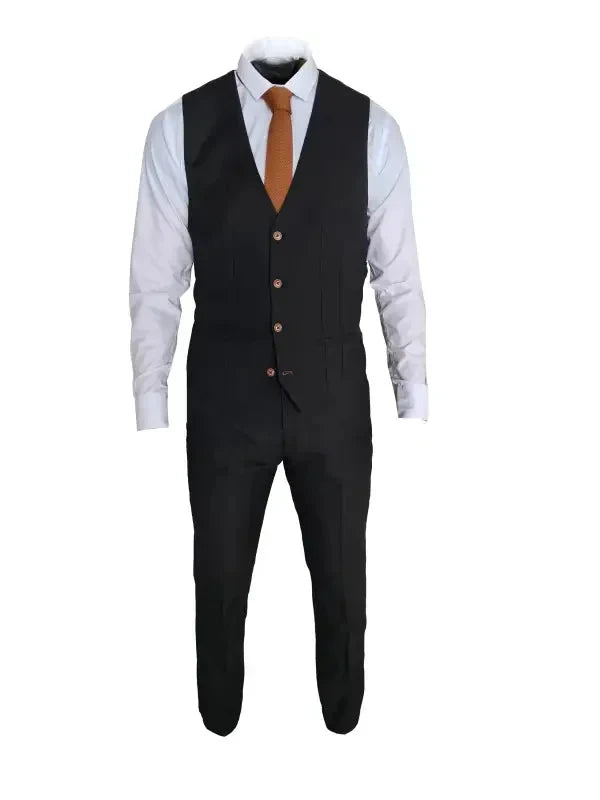 Svart kostym - Max enkelknäppt - Tredelad kostym för män