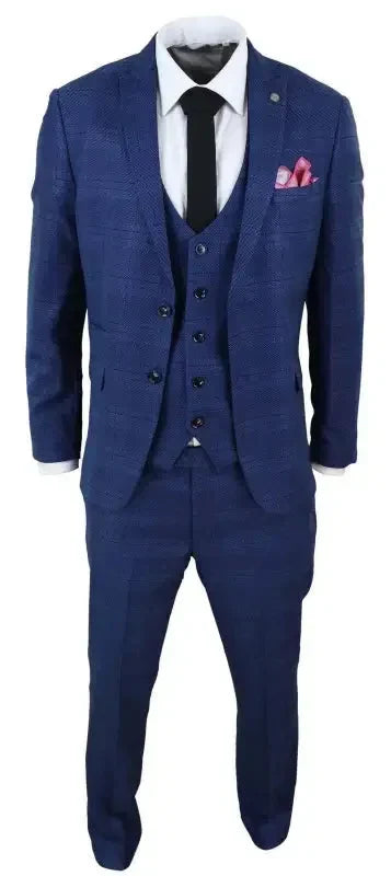 Tredelad kostym Check Jerry Blue - driedelig pak