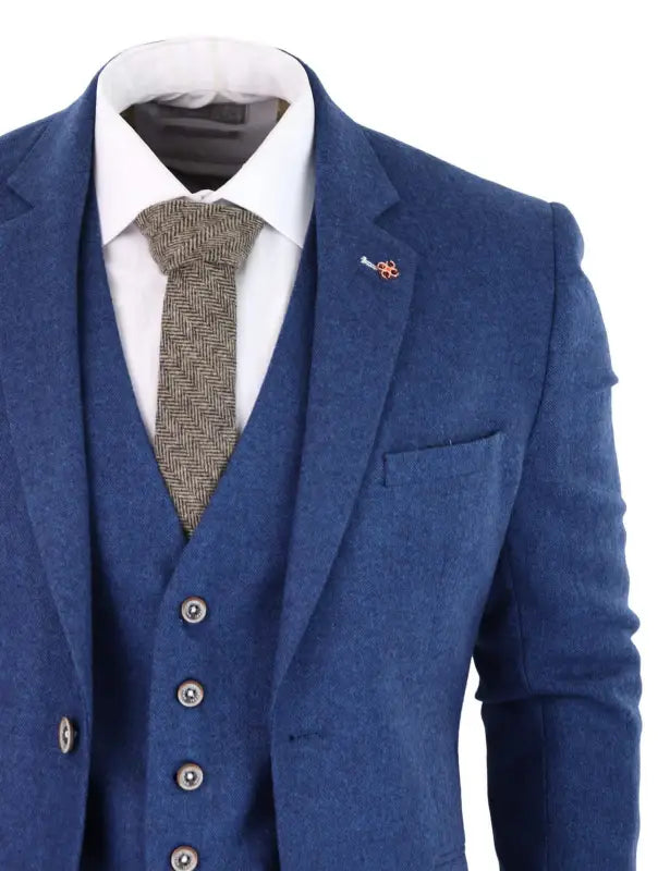 Herrkostym Tweed slim fit Orson blue - driedelig pak