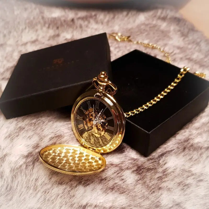 Double Cover Skeleton Pocket Watch