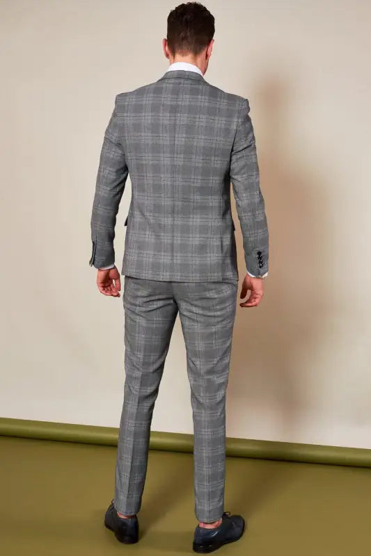 Tredelad kostym Jerry rutig grå - driedelig pak