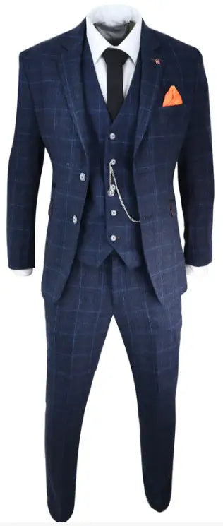 Tredubbel tweedkostym Cody Blue - driedelig pak